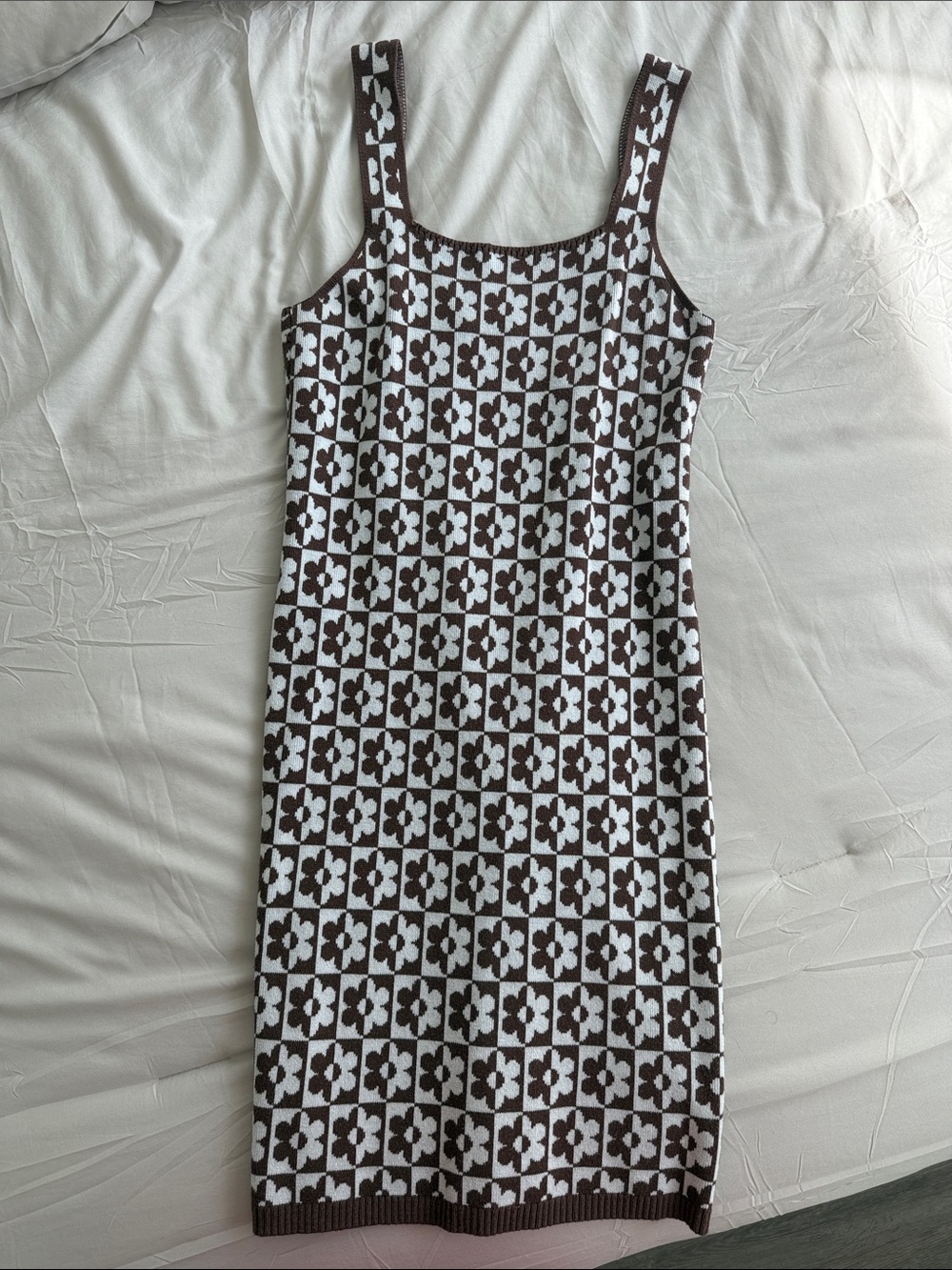 Hollister Brown and White Floral Knit Dress